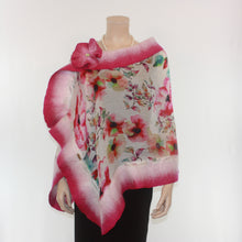 Load image into Gallery viewer, Vibrant magenta flowers shawl #228-33