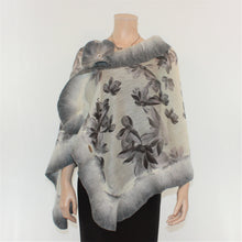 Load image into Gallery viewer, Vibrant grey flowers shawl #228-27