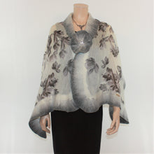 Load image into Gallery viewer, Vibrant grey flowers shawl #228-27