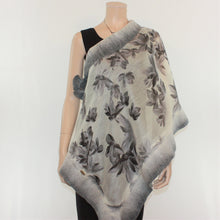 Load image into Gallery viewer, Vibrant grey flowers shawl #228-27