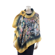 Load image into Gallery viewer, Vibrant yellow black shawl #228-29