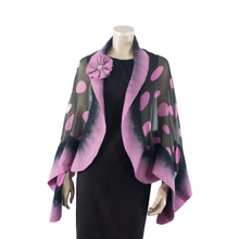 Load image into Gallery viewer, Vibrant mauve polka-dot shawl #228-35