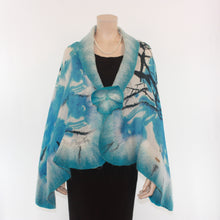 Load image into Gallery viewer, Vibrant blue white shawl #228-32