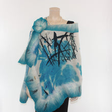 Load image into Gallery viewer, Vibrant blue white shawl #228-32