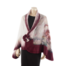 Load image into Gallery viewer, Vibrant burgundy rose shawl #228-38