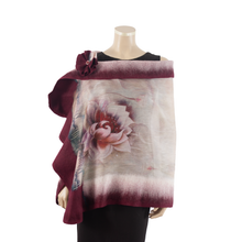 Load image into Gallery viewer, Vibrant burgundy rose shawl #228-38