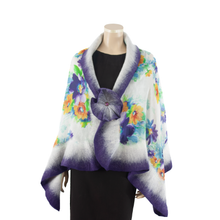 Load image into Gallery viewer, Vibrant purple flowers shawl #228-26