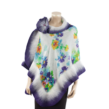 Load image into Gallery viewer, Vibrant purple flowers shawl #228-26