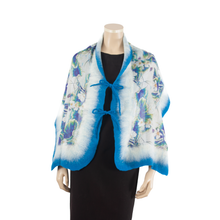 Load image into Gallery viewer, Linked azure white scarf #168-1