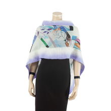 Load image into Gallery viewer, Linked lavender abstract scarf #168-8