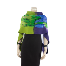 Load image into Gallery viewer, Linked green purple scarf #168-40