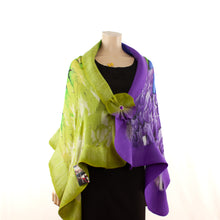 Load image into Gallery viewer, Vibrant green purple shawl #228-40