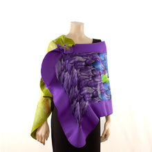 Load image into Gallery viewer, Vibrant green purple shawl #228-40