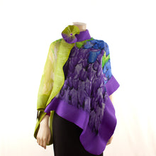 Load image into Gallery viewer, Vibrant green purple shawl #228-40