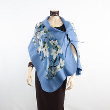 Load image into Gallery viewer, Linked white flowers on blue jeans scarf #168-4