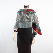 Load image into Gallery viewer, Linked grey red scarf #168-5