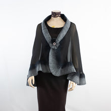Charger l'image dans la galerie, Premium black and grey silk shawl #248-14 -1