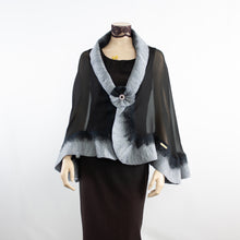 Load image into Gallery viewer, Premium black and grey silk shawl #248-14 -2