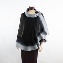 Load image into Gallery viewer, Premium black and grey silk shawl #248-14 -2