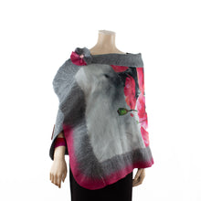 Load image into Gallery viewer, Vibrant grey and pink poppy shawl #228-7