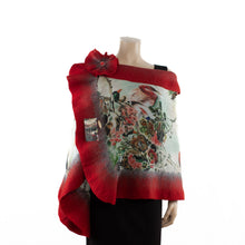 Load image into Gallery viewer, Vibrant red and white duck shawl #228-13