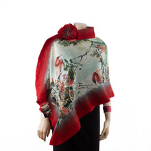 Load image into Gallery viewer, Vibrant red and white duck shawl #228-13