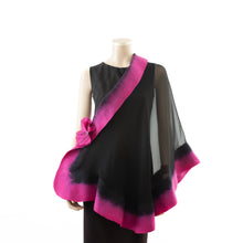 Load image into Gallery viewer, Premium black and magenta silk shawl #248-21