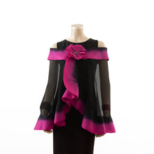 Load image into Gallery viewer, Premium black and magenta silk shawl #248-21