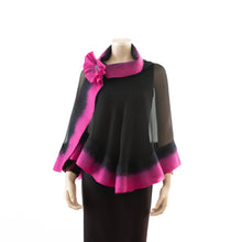 Load image into Gallery viewer, Premium black and magenta silk shawl #248-21