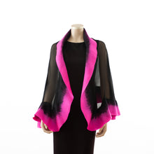 Load image into Gallery viewer, Premium black and hot rose silk shawl #248-22