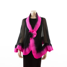 Load image into Gallery viewer, Premium black and hot rose silk shawl #248-22