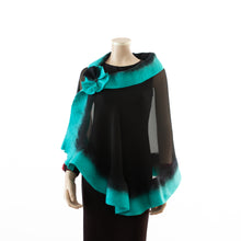 Charger l'image dans la galerie, Premium black and cyan silk shawl #248-12