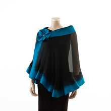 Load image into Gallery viewer, Premium black and turquoise silk shawl #248-13