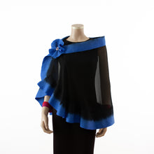 Charger l'image dans la galerie, Premium black and steel blue silk shawl #248-6