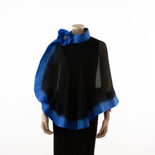 Charger l'image dans la galerie, Premium black and steel blue silk shawl #248-6