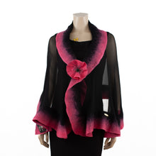Load image into Gallery viewer, Premium black and salmon pink silk shawl #248-19