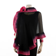 Load image into Gallery viewer, Premium black and salmon pink silk shawl #248-19