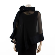Load image into Gallery viewer, Premium pure black silk shawl #248-1