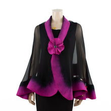 Load image into Gallery viewer, Premium black and magenta silk shawl #248-21