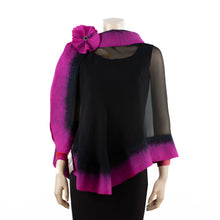 Load image into Gallery viewer, Premium black and magenta silk shawl #248-21