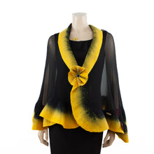 Load image into Gallery viewer, Premium black and yellow silk shawl #230-26
