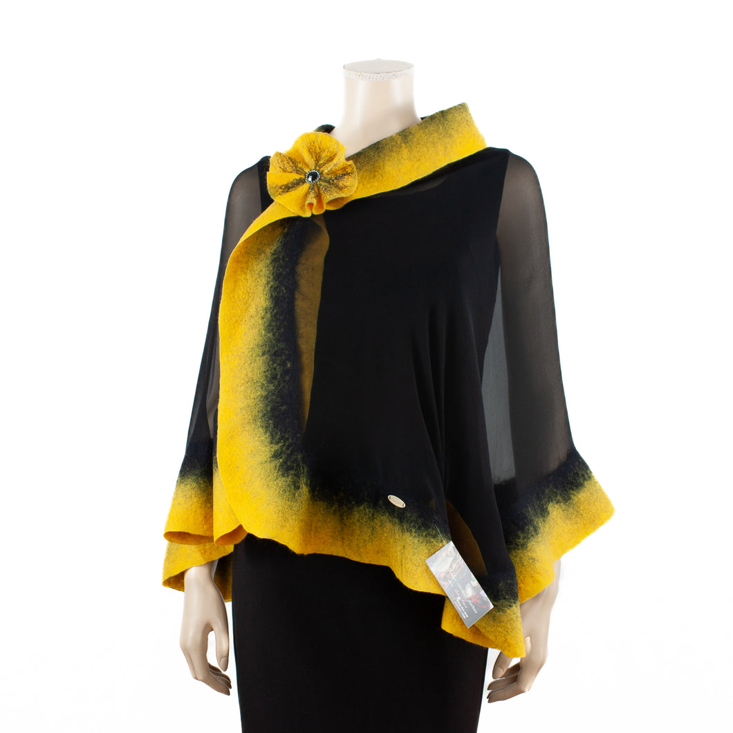Premium black and yellow silk shawl #230-26