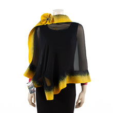 Load image into Gallery viewer, Premium black and yellow silk shawl #230-26
