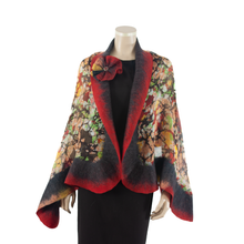 Load image into Gallery viewer, Vibrant red black beige shawl #210-19
