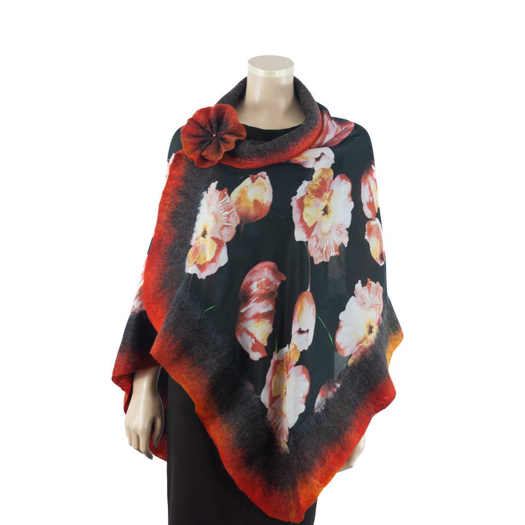 Vibrant poppies shawl #210-22