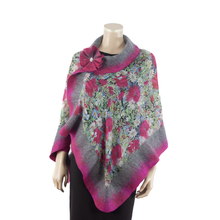Load image into Gallery viewer, Vibrant pink flowers shawl #210-24
