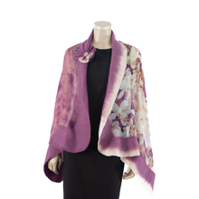 Load image into Gallery viewer, Vibrant rosewood flowers shawl #210-25
