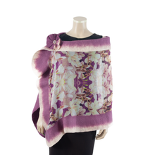 Load image into Gallery viewer, Vibrant rosewood flowers shawl #210-25
