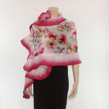 Load image into Gallery viewer, Vibrant magenta flowers shawl #210-33
