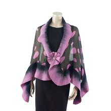 Load image into Gallery viewer, Vibrant mauve polka-dot shawl #210-35
